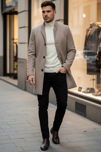 Płaszcz męski jednorzędowy brązowy Dstreet CX0442