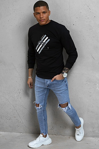 Bluza męska z nadrukiem czarna Dstreet BX5364