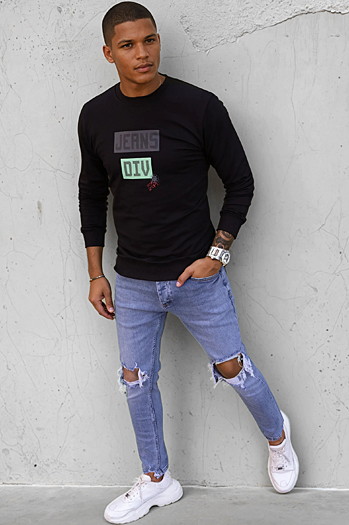 Bluza męska z nadrukiem czarna Dstreet BX5376