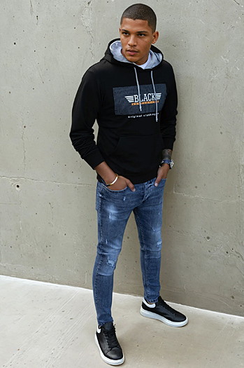 Bluza męska z nadrukiem czarna Dstreet BX5383