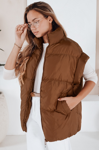 Kamizelka damska pikowana NIMIA kamelowa Dstreet TY3249