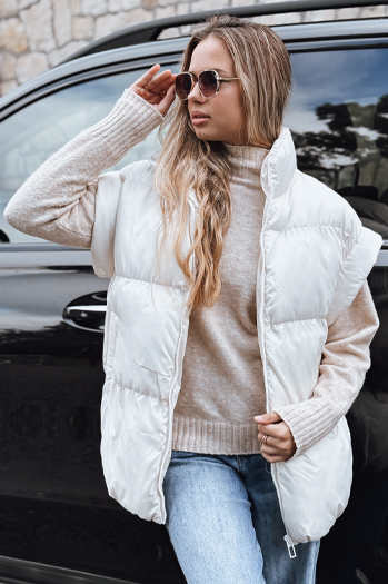 Kamizelka damska pikowana NIMIA ecru Dstreet TY3250