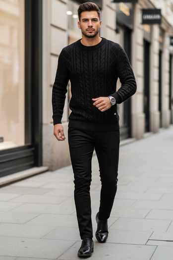 Sweter męski czarny Dstreet WX1926