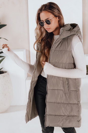 Kamizelka damska pikowana BRITA beżowa Dstreet TY3267