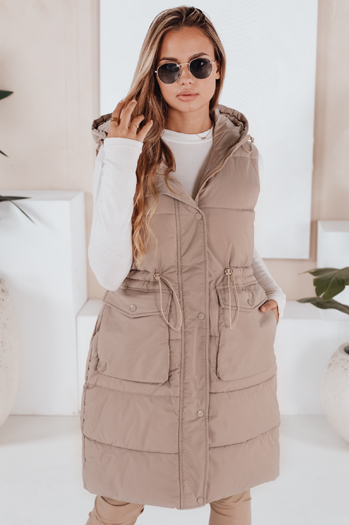 Kamizelka damska pikowana LADISA beżowa Dstreet TY3289