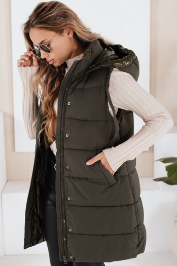 Kamizelka damska pikowana TOLIS zielona Dstreet TY3299