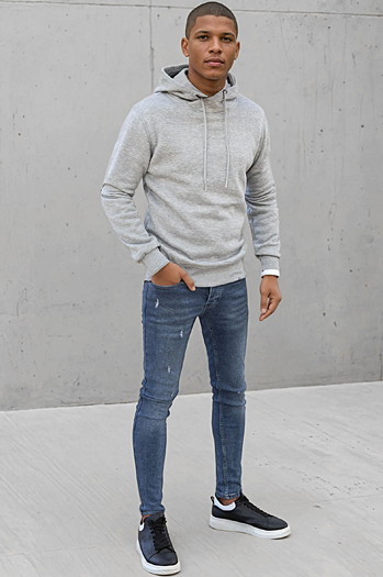 Bluza męska z kapturem jasnoszara Dstreet BX5428