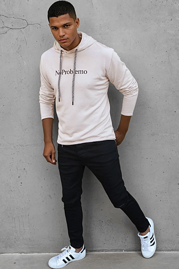 Bluza męska z kapturem kamelowa Dstreet BX5455