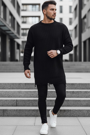 Sweter męski czarny Dstreet WX1962