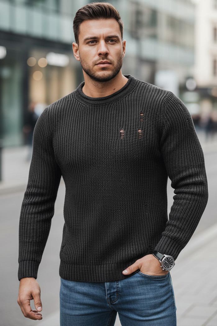 Sweter męski ciemnoszary Dstreet WX1990