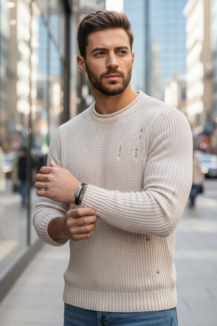 Sweter męski beżowy Dstreet WX1992