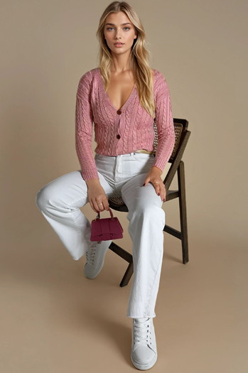 Sweter damski RIGLA różowy Dstreet MY1636