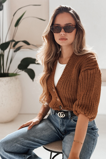 Sweter damski NUTI kamelowy Dstreet MY1678