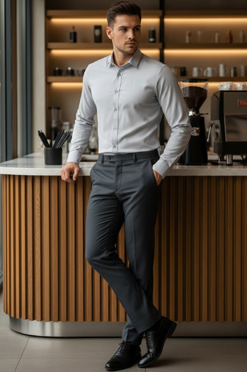 Koszula męska elegancka jasnoszara Dstreet DX2434