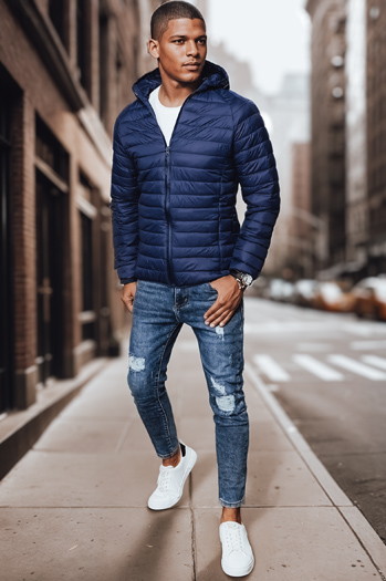 Kurtka męska przejściowa pikowana ciemnoniebieska Dstreet TX4408