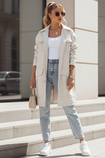 Płaszcz damski przejściowy wiązany VERMONT jasnoszary Dstreet NY0581