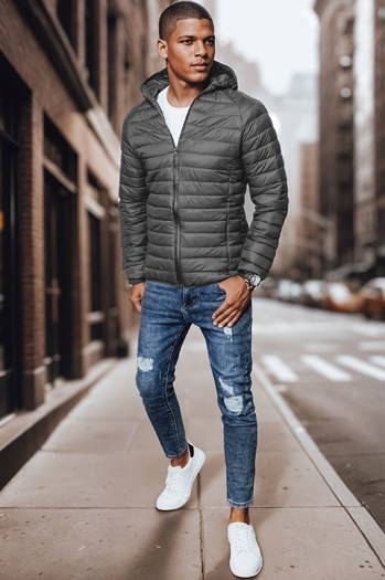 Kurtka męska przejściowa pikowana ciemnoszara Dstreet TX4422