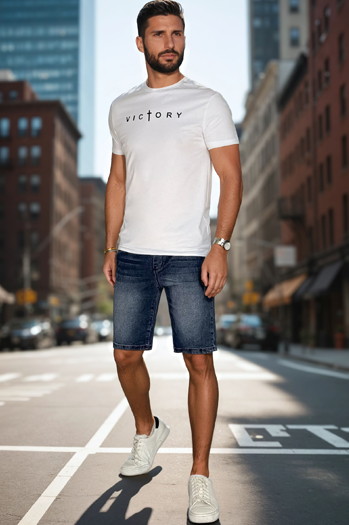 Spodenki męskie denim look niebieskie Dstreet SX2355