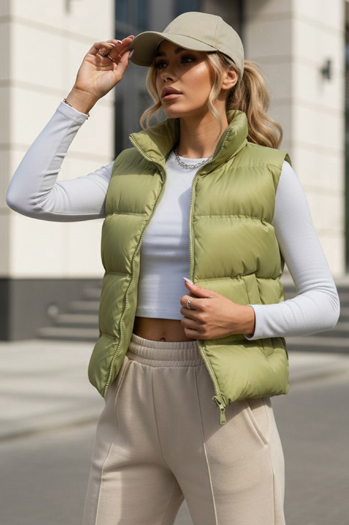 Pikowana kamizelka damska WILLOW pistacjowa Dstreet TY3797