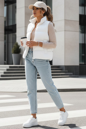 Pikowana kamizelka damska WILLOW biała Dstreet TY3798