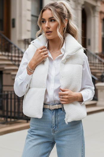 Kamizelka damska z kożuszkiem BEEWARM kremowa Dstreet TY3801