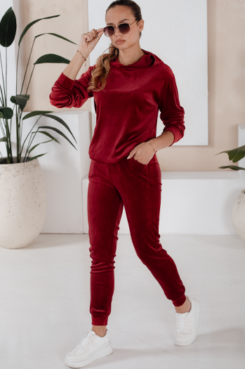 Bordowy damski komplet welurowy SO COMFY Dstreet AY0887