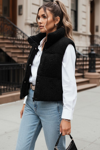 Kamizelka damska z kożuszkiem BEEWARM czarna Dstreet TY3845