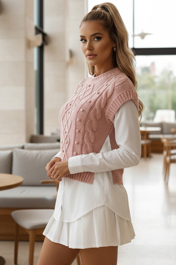 Sweter damski 2w1 z białą koszulą CELESTIA różowy Dstreet MY2217