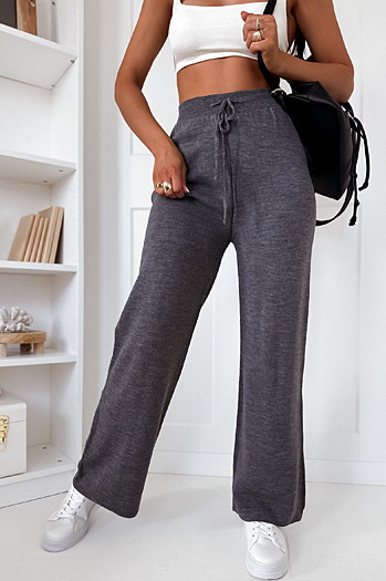 Spodnie damskie wide leg LAKELIFE antracytowe Dstreet UY1687