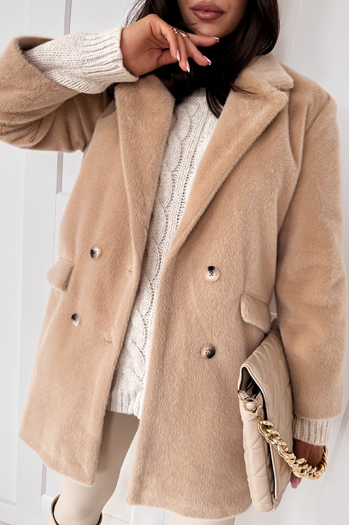 Płaszcz damski alpaka SERENITY jasnobeżowy Dstreet TY3886