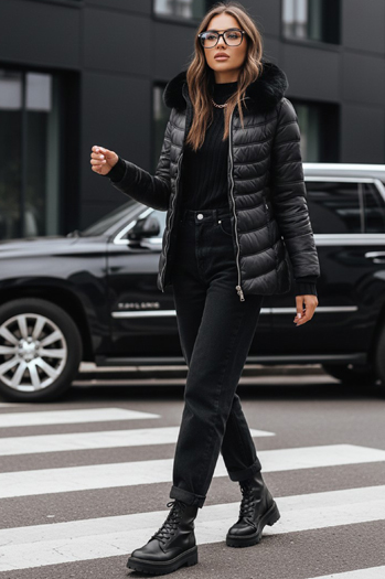 Kurtka zimowa damska pikowana LUNA czarna Dstreet TY3972