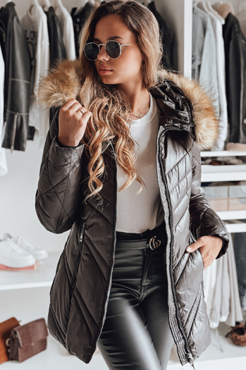 Kurtka zimowa damska pikowana SOLARIS czarna Dstreet TY4007