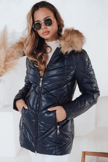 Kurtka zimowa damska pikowana SOLARIS granatowa Dstreet TY4009