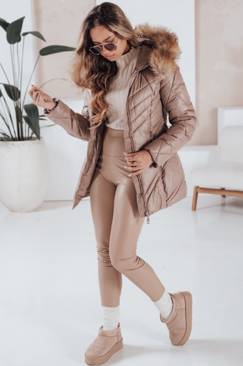 Kurtka zimowa damska pikowana SOLARIS cappuccino Dstreet TY4010