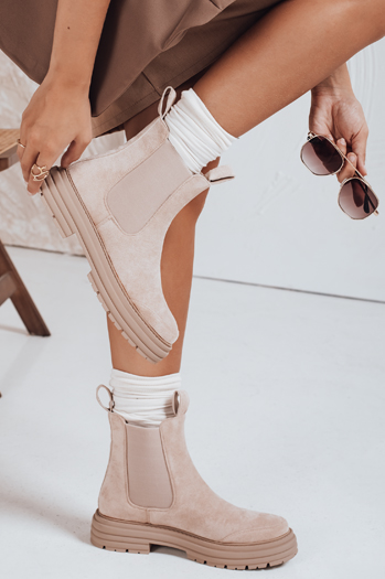 Botki damskie zamszowe beżowe MADDEN Dstreet ZY0415