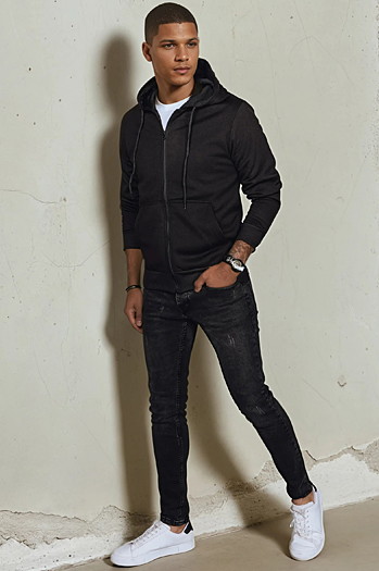 Bluza męska rozpinana z kapturem czarna Dstreet BX5644