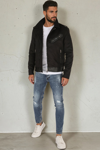 Kurtka zimowa męska ramoneska czarna Dstreet TX4660