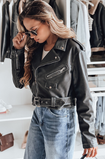 Kurtka skórzana damska ramoneska PALIGOR czarna Dstreet TY4160