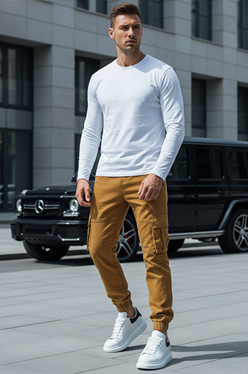 Spodnie męskie bojówki brązowe Dstreet UX4174