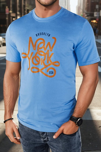 Koszulka męska z nadrukiem niebieska Dstreet RX5370