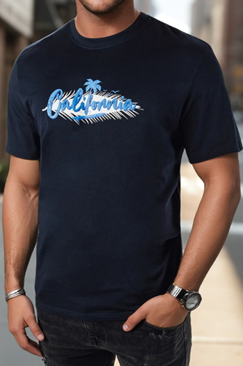 Koszulka męska z nadrukiem granatowa Dstreet RX5372