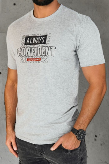 Koszulka męska z nadrukiem szara Dstreet RX5406