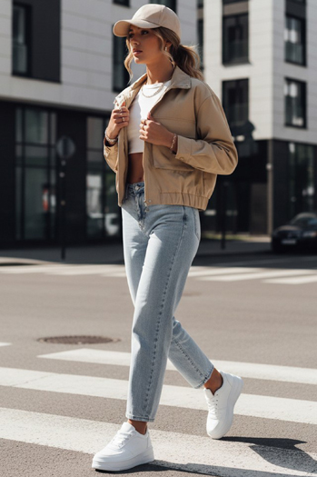 Kurtka damska przejściowa ISTAN ciemnobeżowa Dstreet TY4184