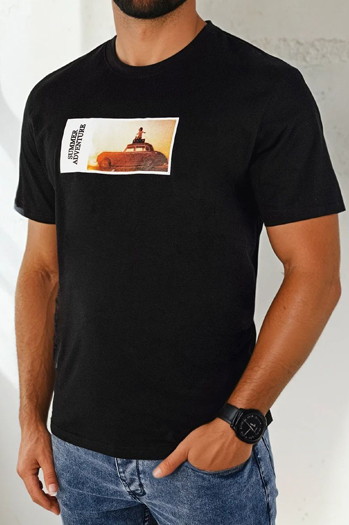 Koszulka męska z nadrukiem czarna Dstreet RX5485