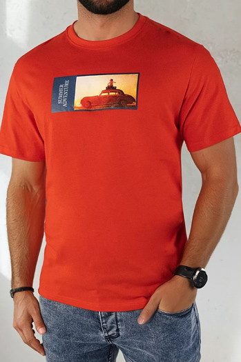 Koszulka męska z nadrukiem pomarańczowa Dstreet RX5486