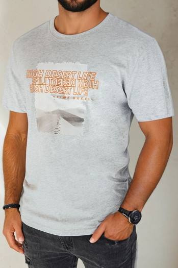 Koszulka męska z nadrukiem szara Dstreet RX5488