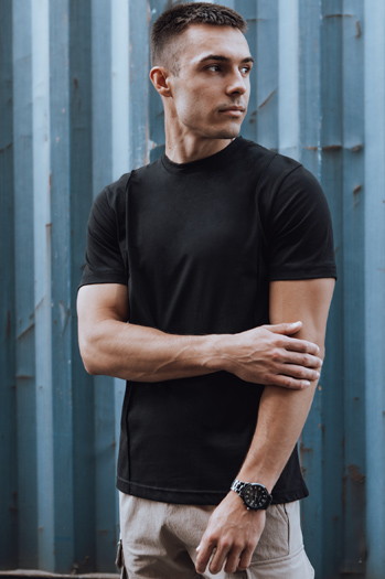 T-shirt męski bez nadruku czarny Dstreet RX5521