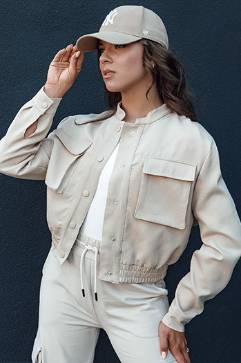 Kurtka damska bomberka PRIEV beżowa Dstreet TY4306