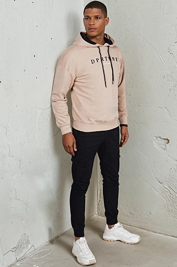 Bluza męska z nadrukiem beżowa Dstreet BX5677