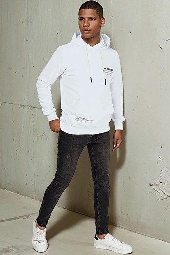 Bluza męska z kapturem biała Dstreet BX5686